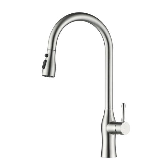 Pull-Down Single Handle Kitchen Faucet in Brushed Nickel