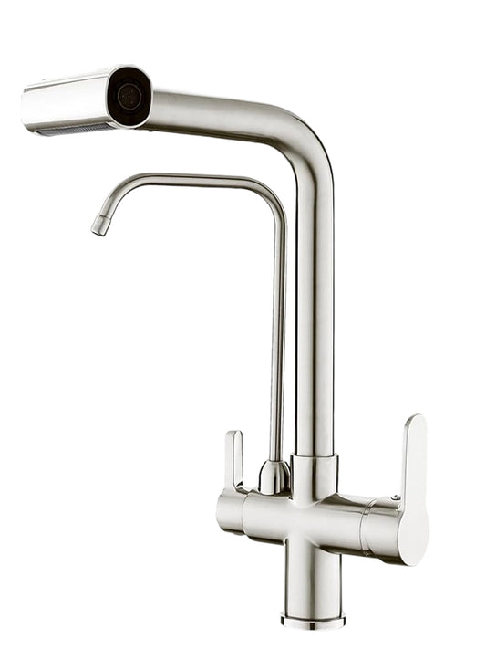 Kitchen Faucet with Filter-4 Mode Pull-out Sprayer, Double Handle, Direct Drinking Faucet, Used in Kitchen Sink